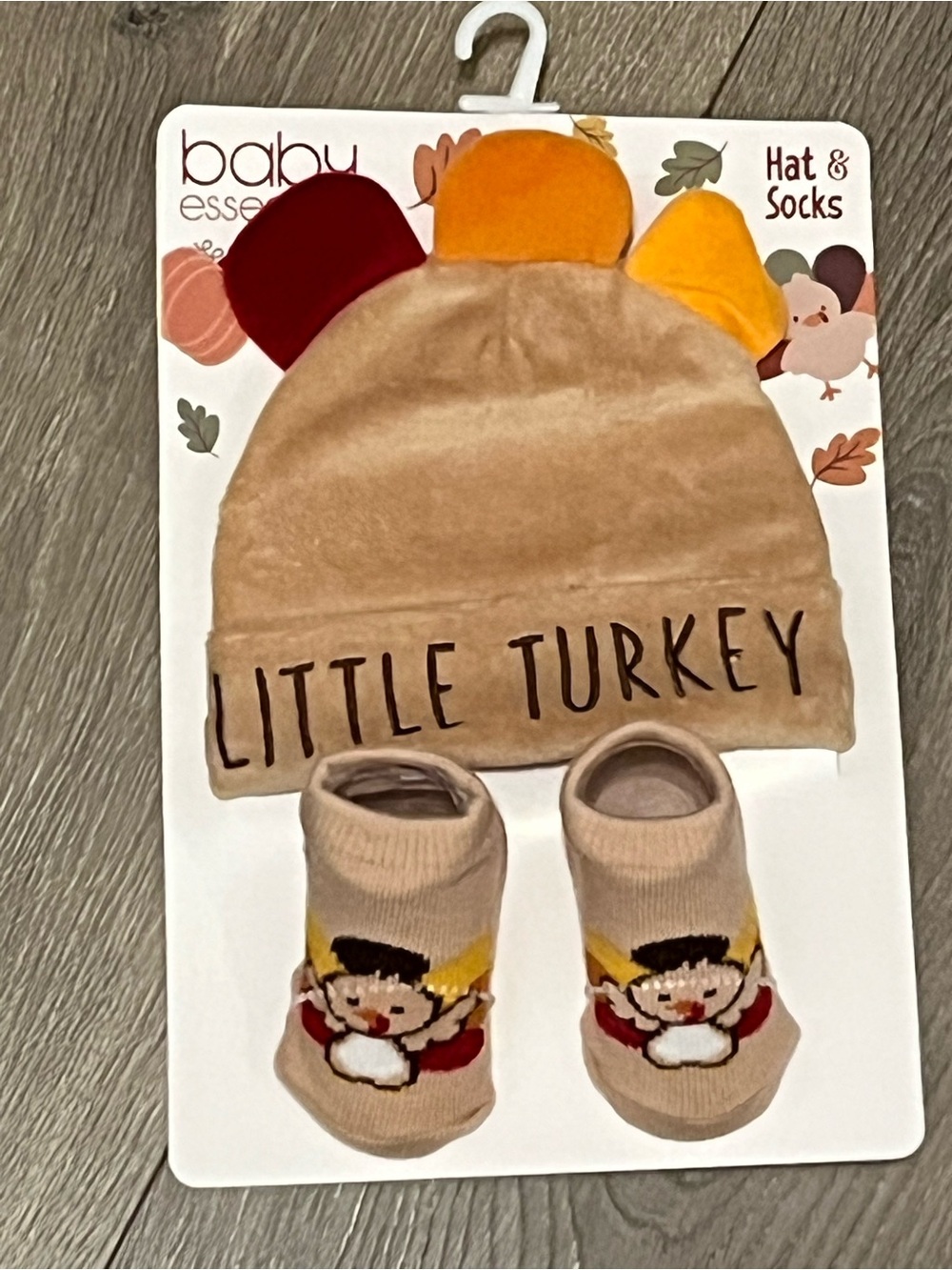 NWT Baby Essentials Little Turkey Hat & Socks Set
